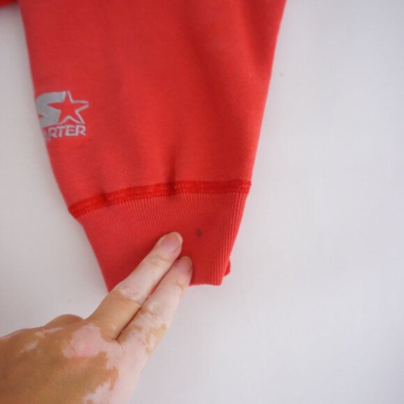 Vintage Starter Red Crewneck Sweatshirt 80s One Pound Fleece Retro Sport Style M - Picture 9 of 9
